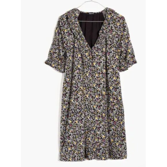 Madewell Ruffle Button-Front Trapeze Shift Dress in Folkmagic Floral Size Medium - Picture 3 of 13